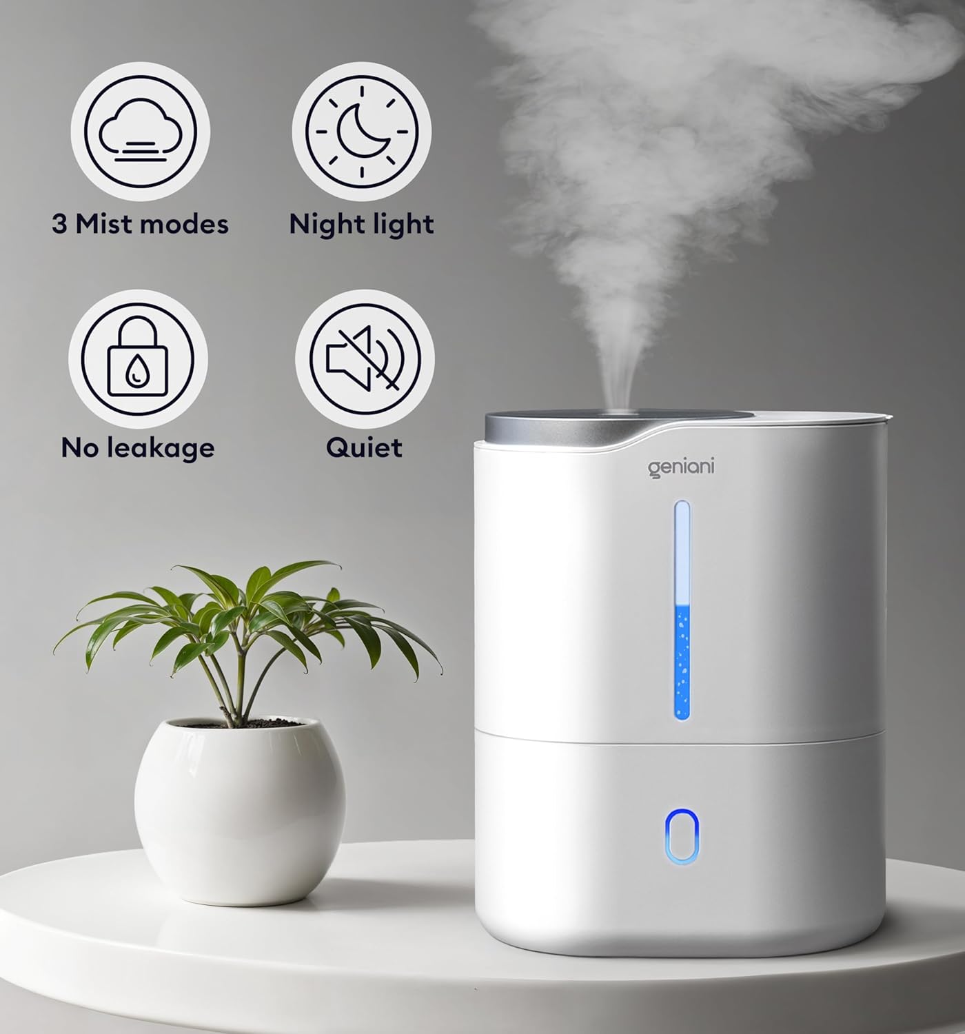 Huron Top Fill Humidifier and Oil Diffuser 4L White