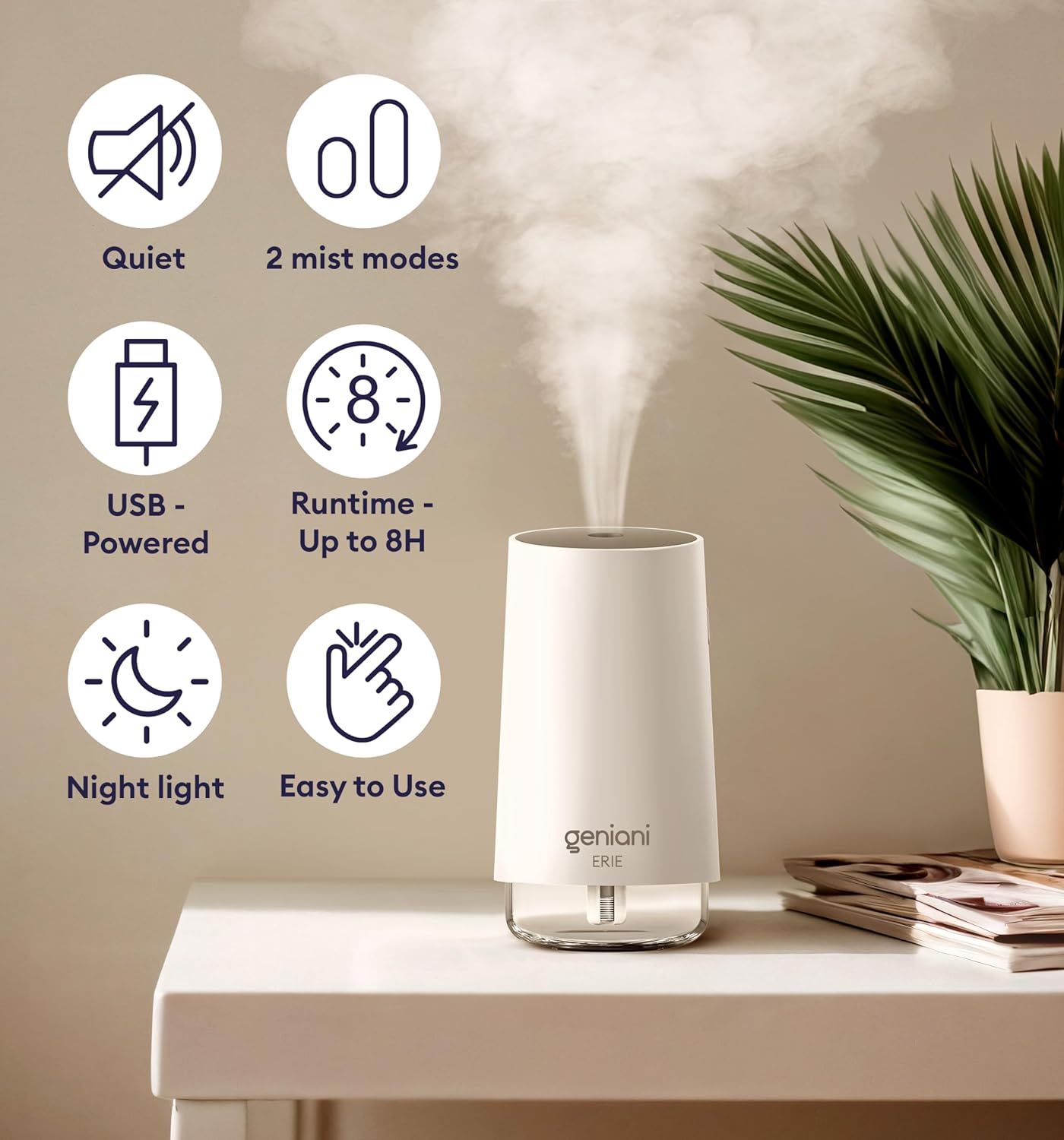 Erie Travel USB Humidifier 250ML White