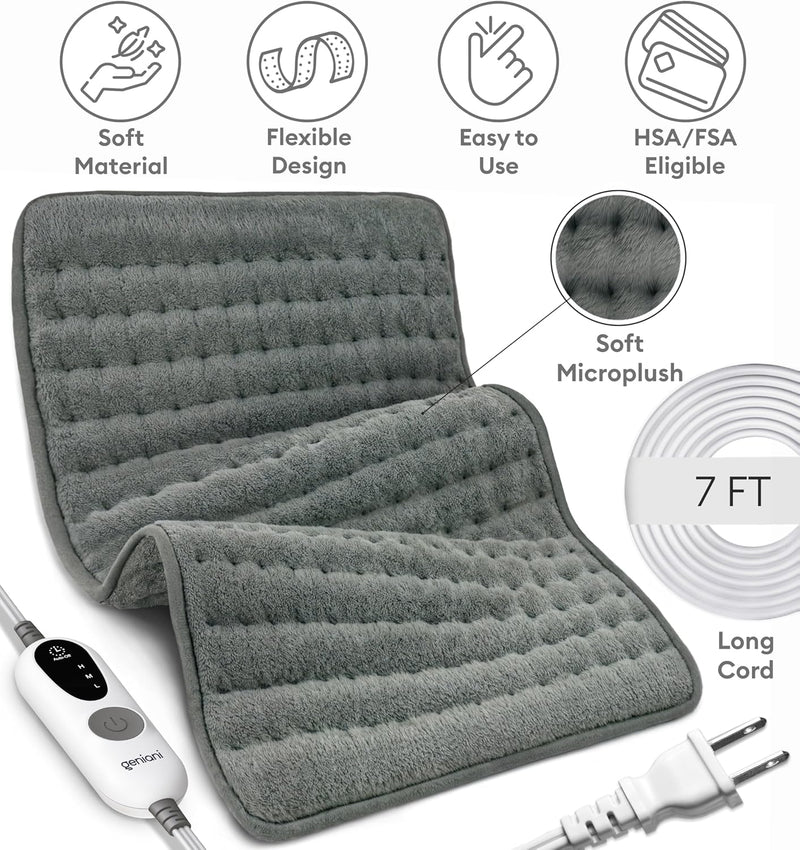 Heating Pad for Back Pain & Cramps Relief, Auto Shut Off, Machine Washable