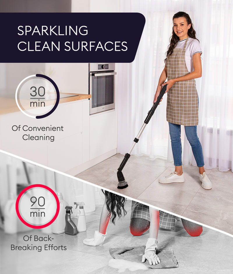 Electric Spin Scrubber,360 Cordless Bathroom Scrubber with 3 Replaceable  Cleaning Shower Scrubber Brush Heads,Extension Handle for Tub,Tile,Floor,Wall,Shower,Bathtub,and  Kitchen 