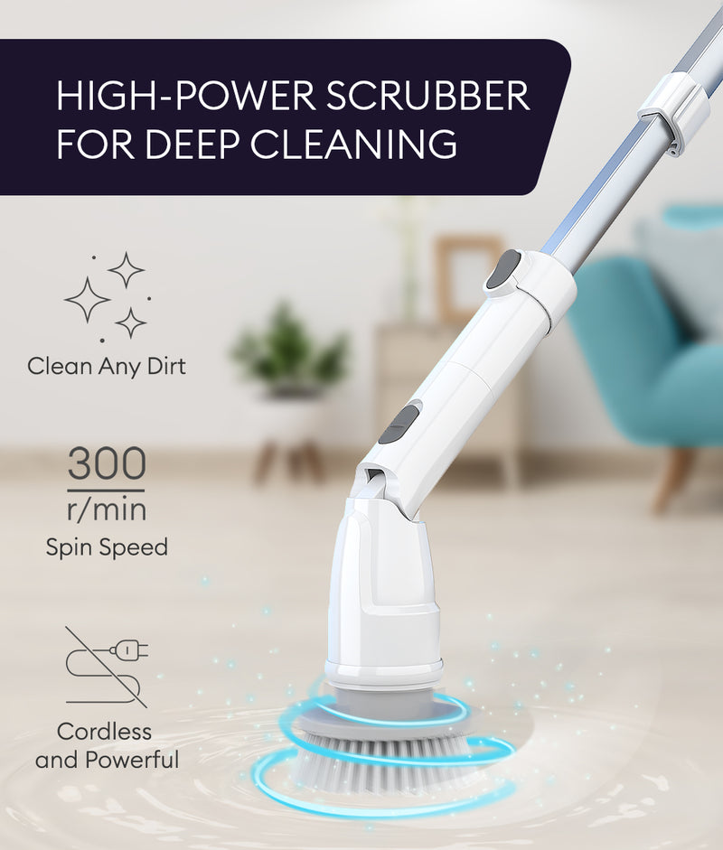 Electric Spin Scrubber, Cordless Cleaning Brush Power Shower Scrubber White